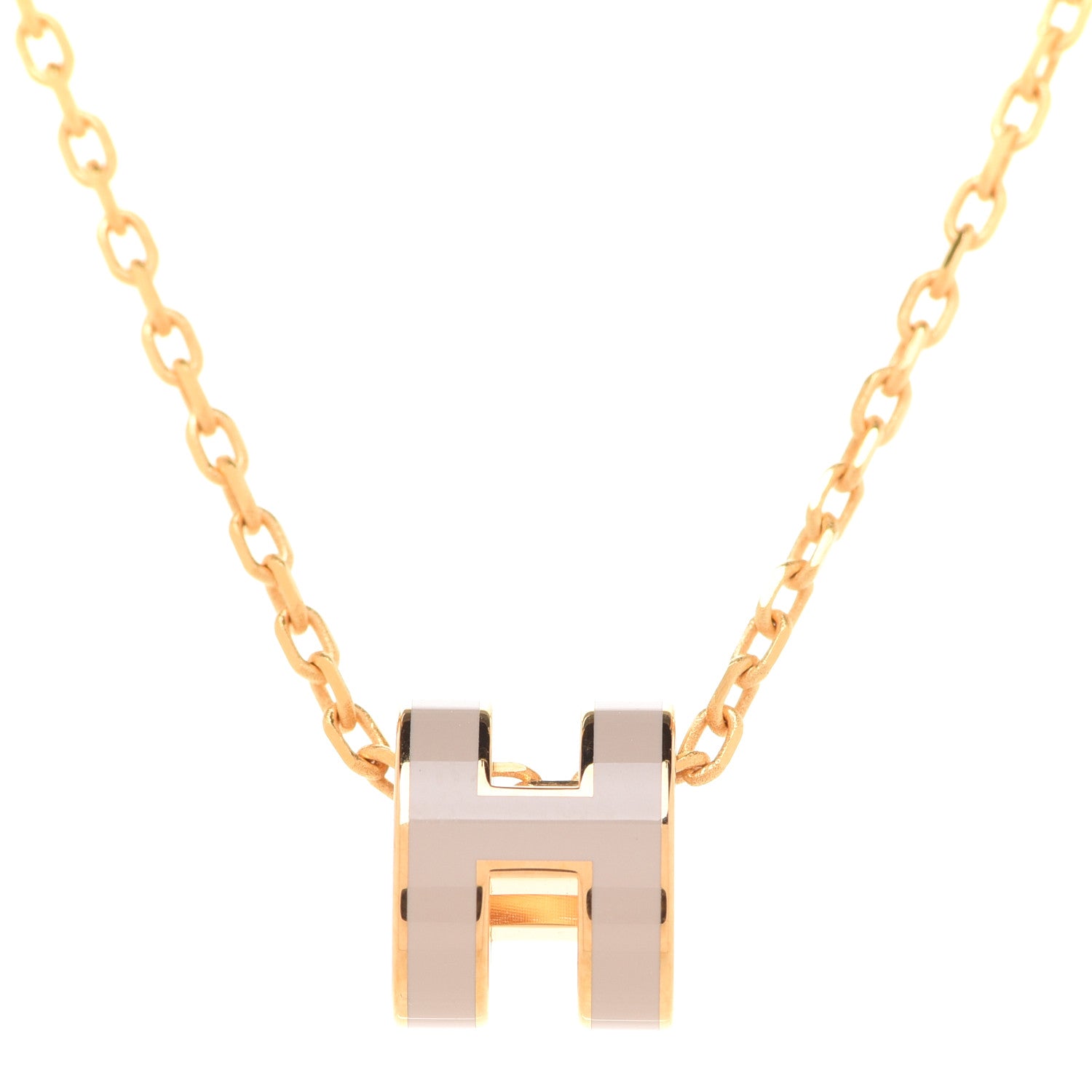 Hermes Lacquered Rose Gold Mini Pop H Pendant Necklace Marron Glace 4 of 8