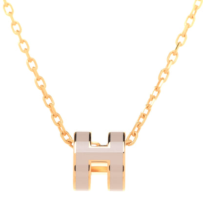 Hermes Lacquered Rose Gold Mini Pop H Pendant Necklace Marron Glace 4 of 8
