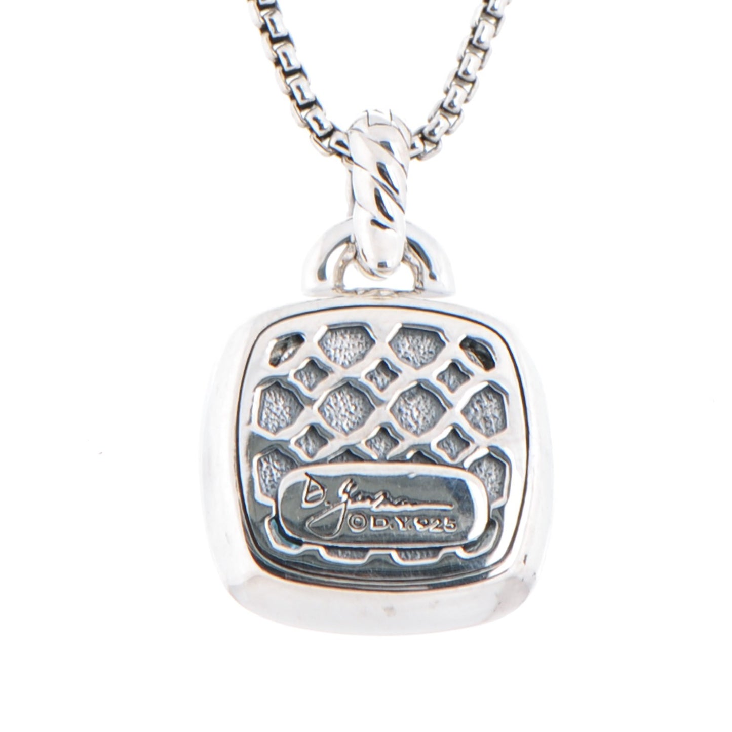 Sterling Silver Blue Topaz Diamond 14mm Albion Pendant Necklace