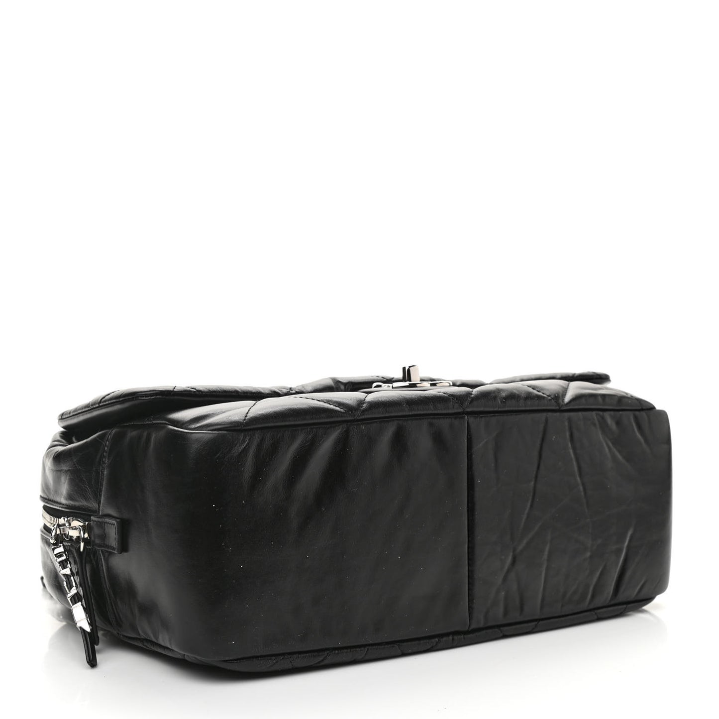 Aged Calfskin Quilted Small Express Bowling Bag Black