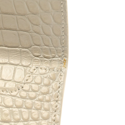 Saint Laurent Calfskin Crocodile Embossed Monogram Uptown Baby Pouch Perle 6 of 7