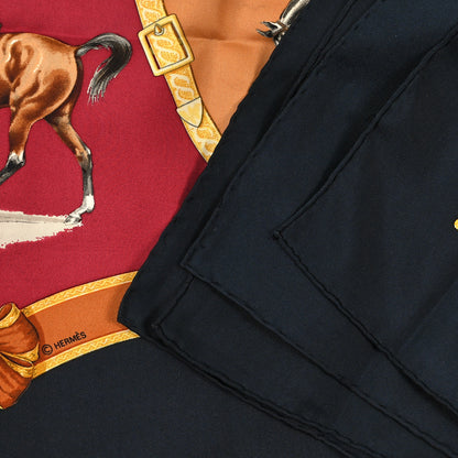 Hermes Silk Les General L'Hotte Scarf 90 Black Rose Marroon 4 of 4