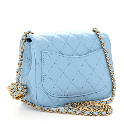 Chanel Lambskin Quilted Mini Pearl Crush Flap Light Blue 3 of 10