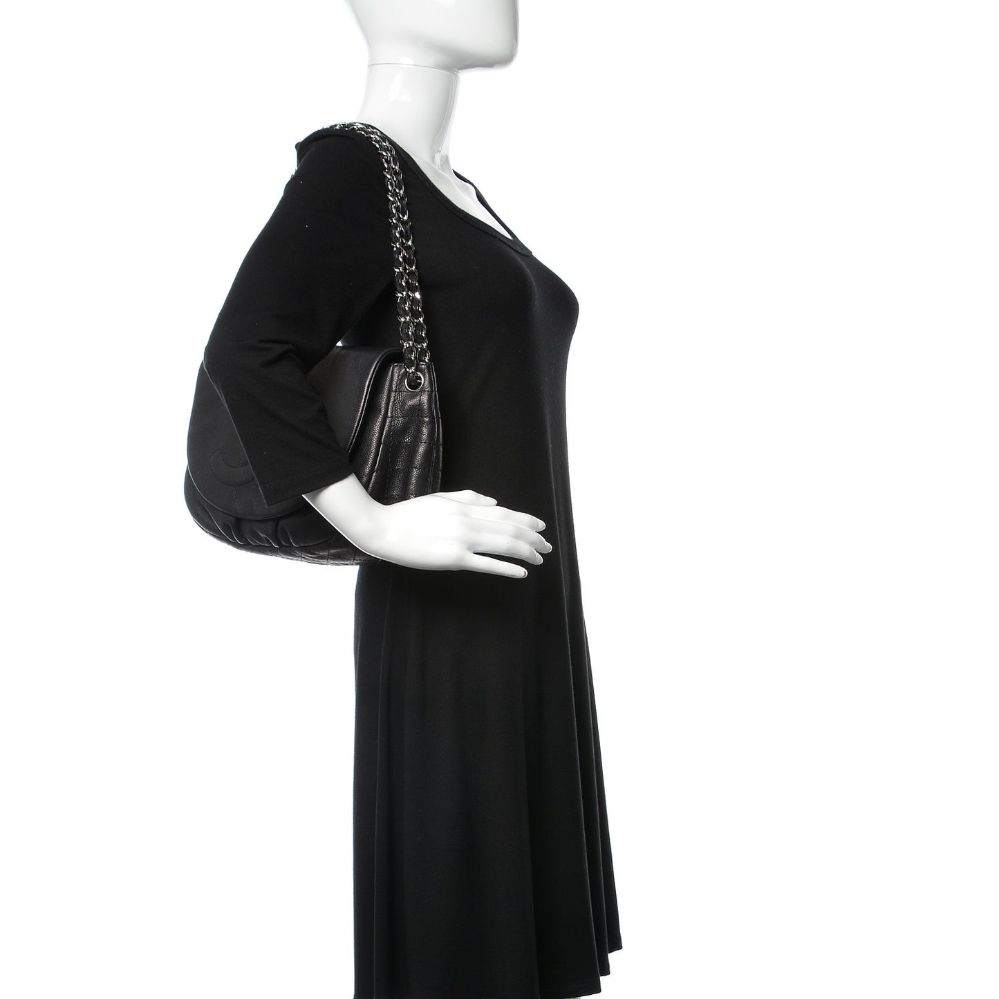 Caviar Half Moon Large Flap Black