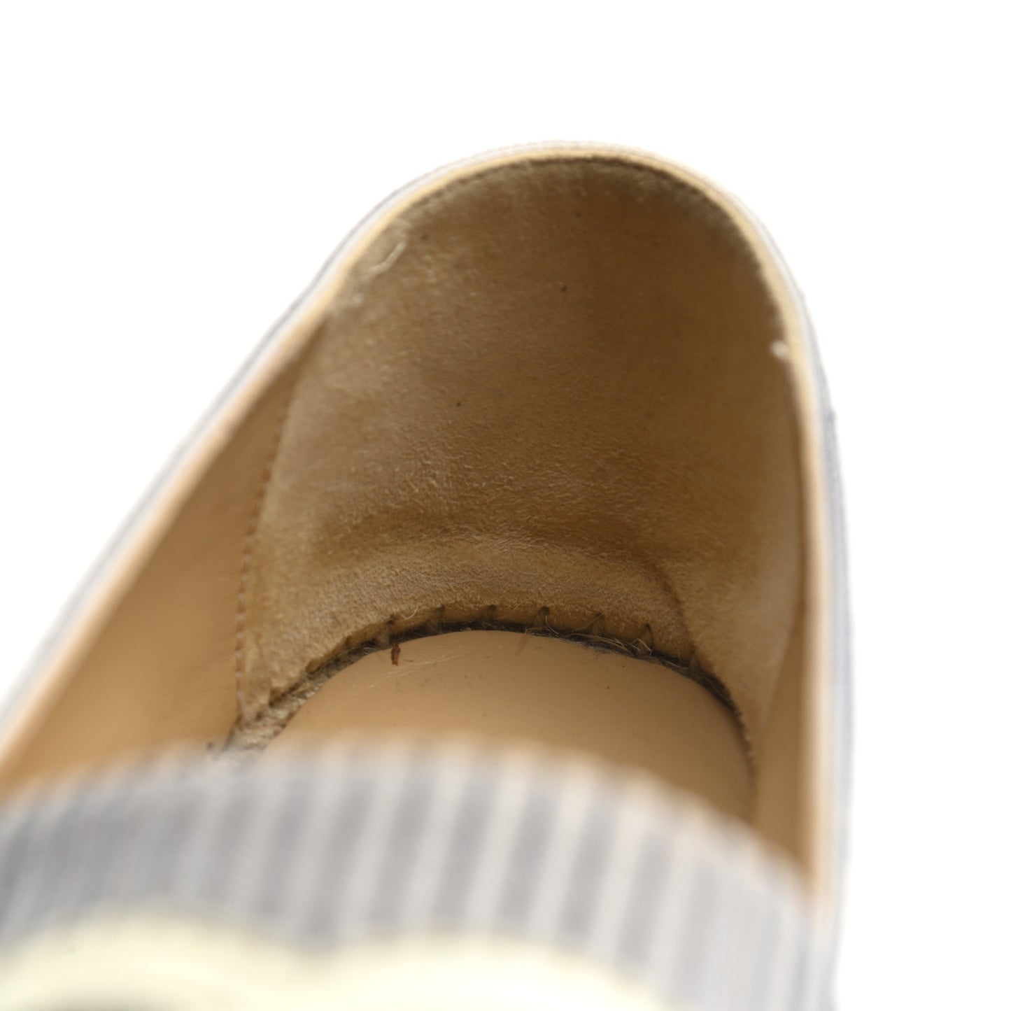 Canvas Striped Lambskin CC Espadrilles 39 Ivory Navy White