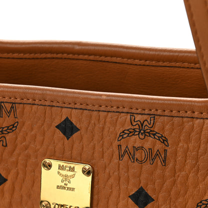 MCM Visetos Medium Anya Top Zip Shopper Tote Cognac 9 of 10