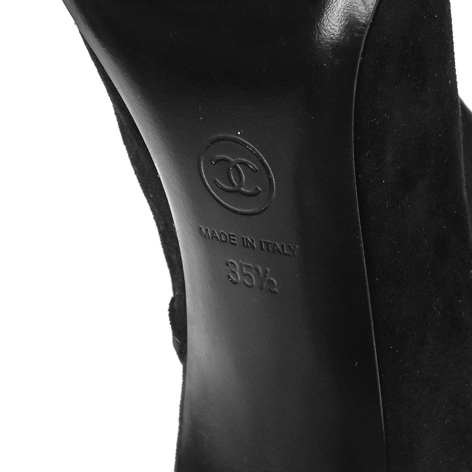 Chanel Suede Grosgrain Pearl Ankle Boots 35.5 Black 11 of 25
