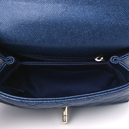 Chanel Iridescent Caviar Quilted Extra Mini Coco Handle Flap Dark Blue 4 of 4