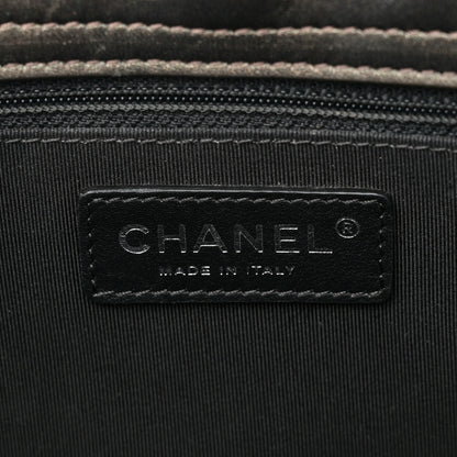 Chanel Metallic Goatskin Quilted Medium Rock In Rome Tote Charcoal 6 of 11