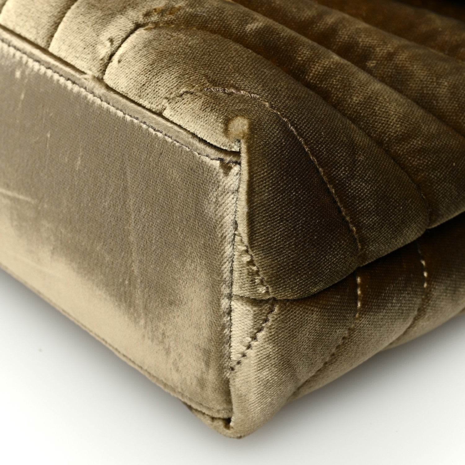 Saint Laurent Velvet Y Quilted Monogram Small Loulou Chain Satchel Dark Vintage Olive 9 of 10