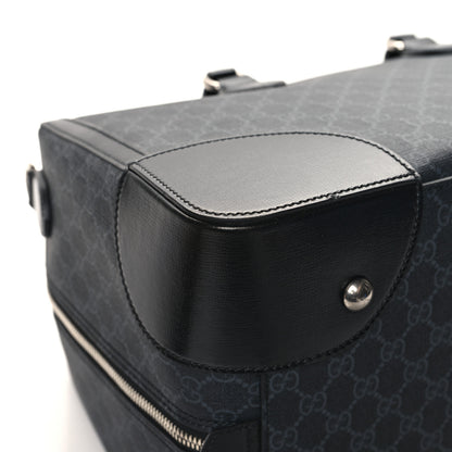 Gucci GG Supreme Monogram Azalea Calfskin Retro Interlocking G Large Duffle Bag Black Grey 10 of 11
