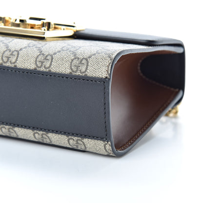 Gucci GG Supreme Monogram Calfskin Small Padlock Shoulder Bag Beige Black Cuir 10 of 12