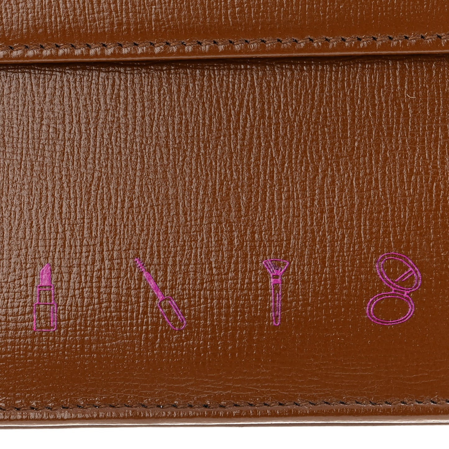 GG Supreme Monogram Azalea Calfskin Horsebit 1955 Wrist Wallet Beige Ebony Brown Sugar