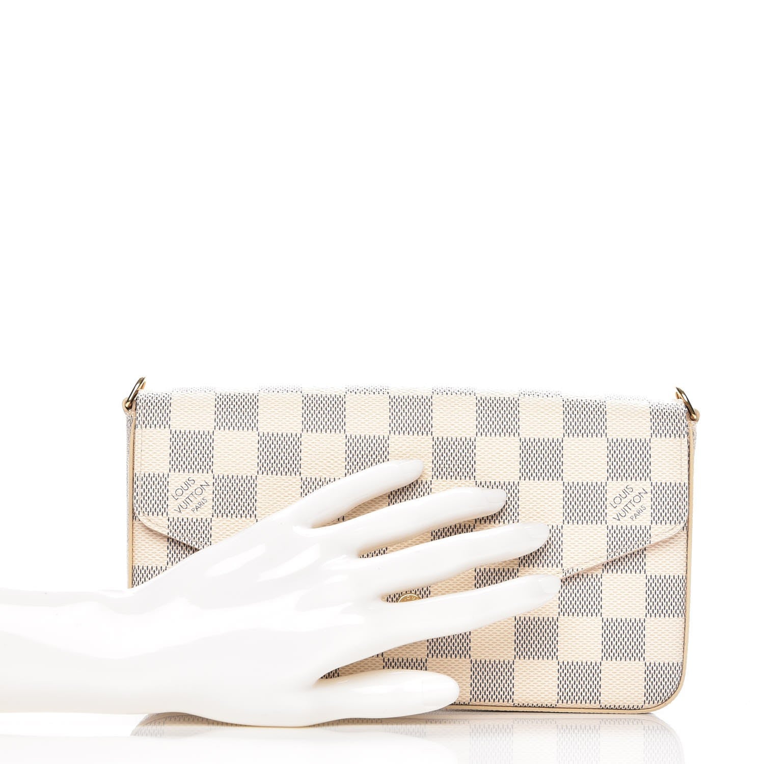 Louis Vuitton Damier Azur Pochette Felicie Chain Wallet Rose Ballerine 2 of 8