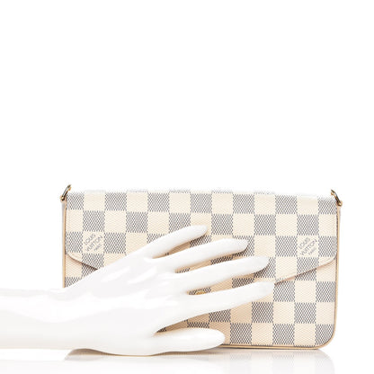 Louis Vuitton Damier Azur Pochette Felicie Chain Wallet Rose Ballerine 2 of 8