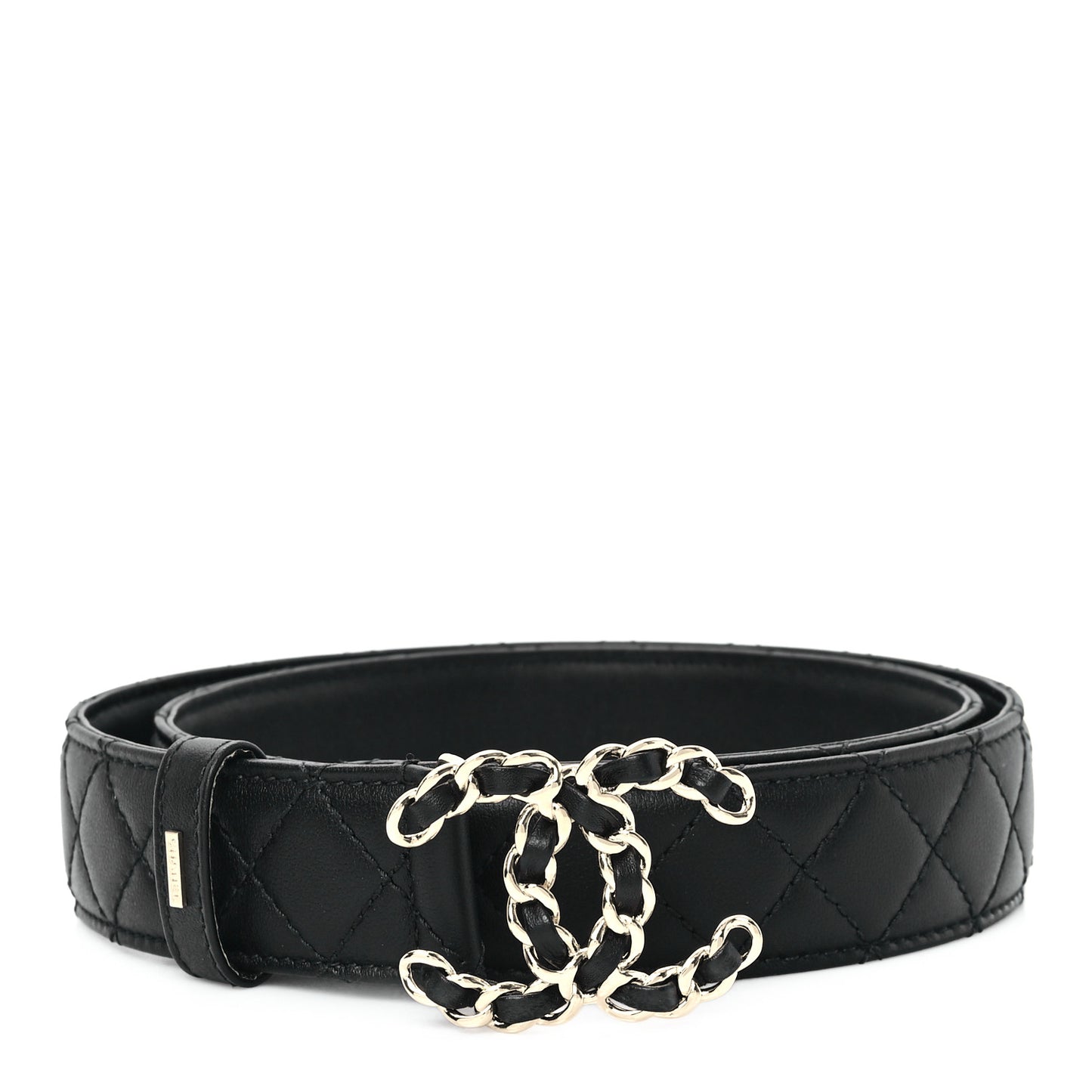 Calfskin Quilted CC Chain Belt 85 34 Black