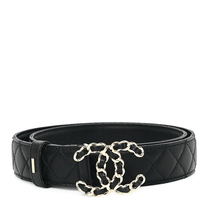 Chanel Calfskin Quilted CC Chain Belt 85 34 Black 1 of 6