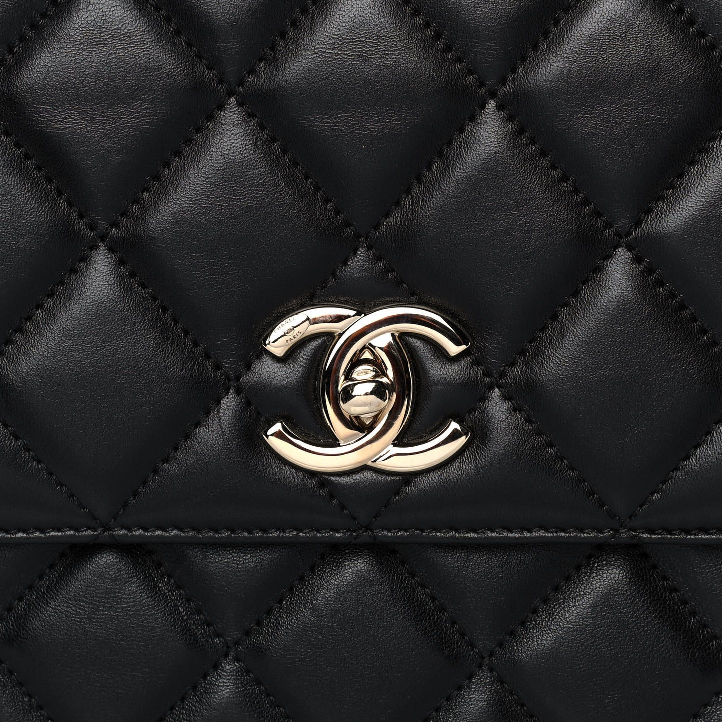 Lambskin Quilted Large Trendy CC Dual Handle Flap Bag Black
