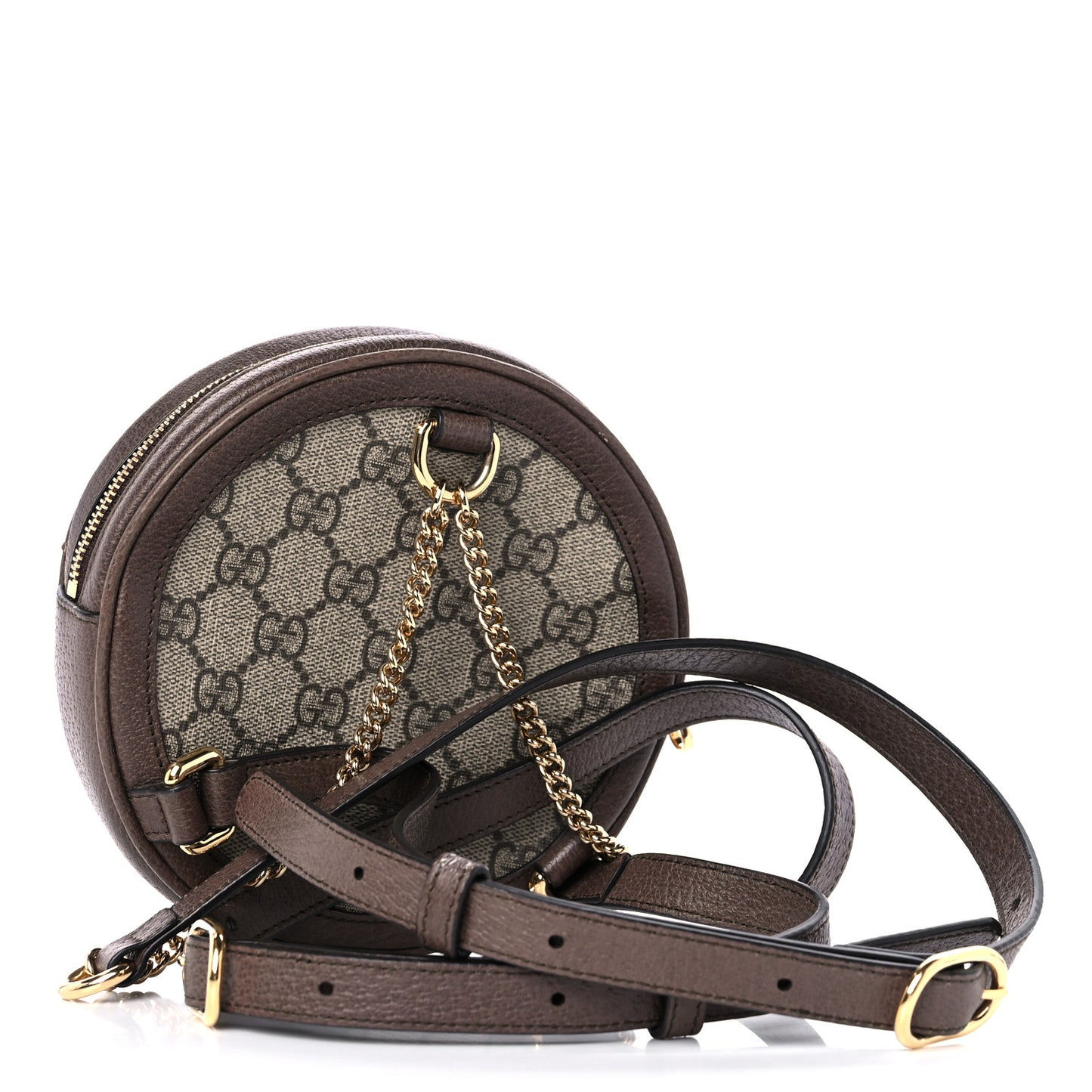 GG Supreme Monogram Web Mini Ophidia Round Backpack Brown