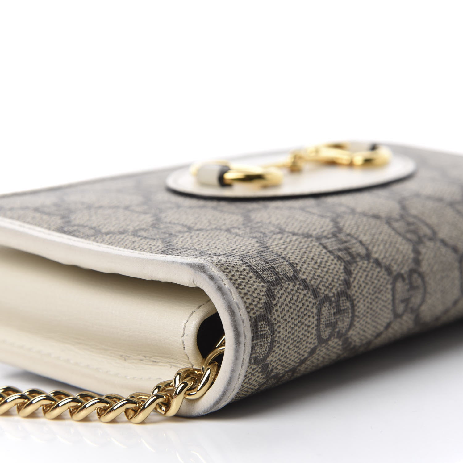 Gucci GG Supreme Monogram Azalea Calfskin Horsebit 1955 Wallet On Chain Beige Ebony Mystic White 8 of 12