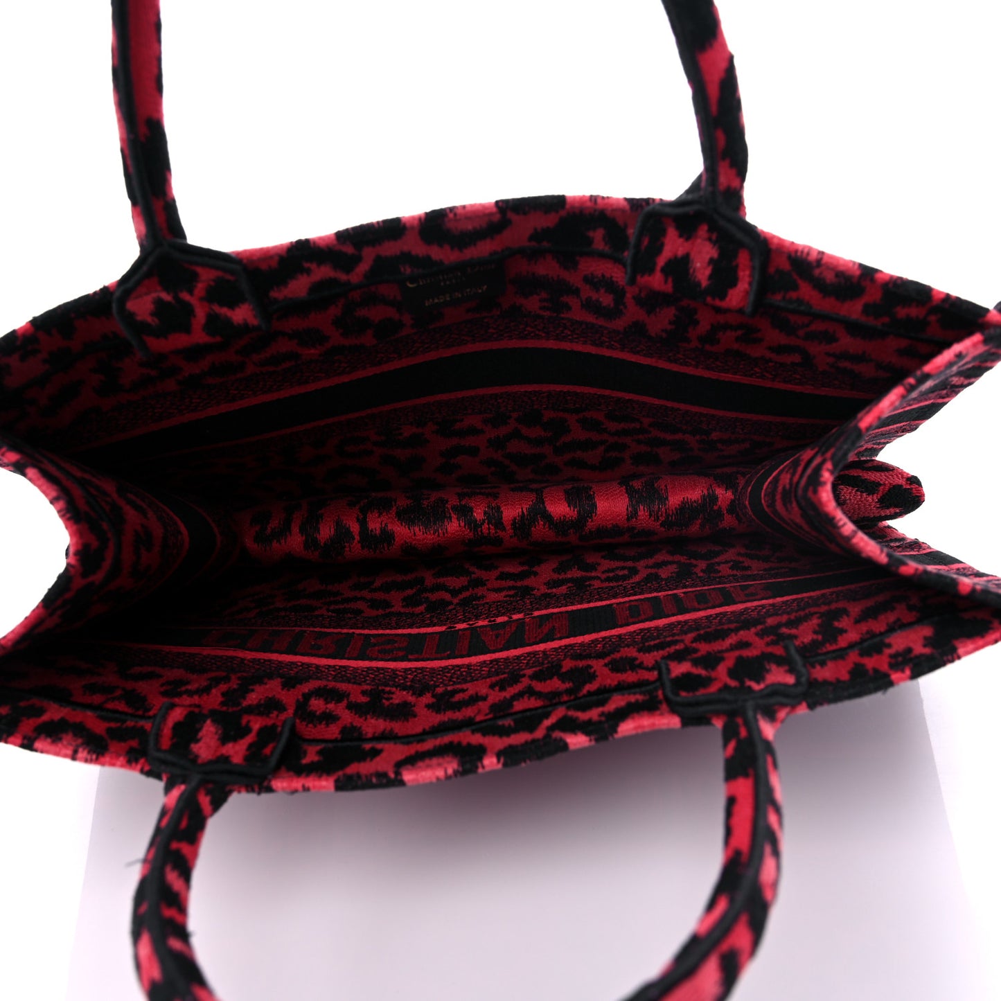 Canvas Mizza Embroidered Medium Leopard Book Tote Fuchsia Multicolor