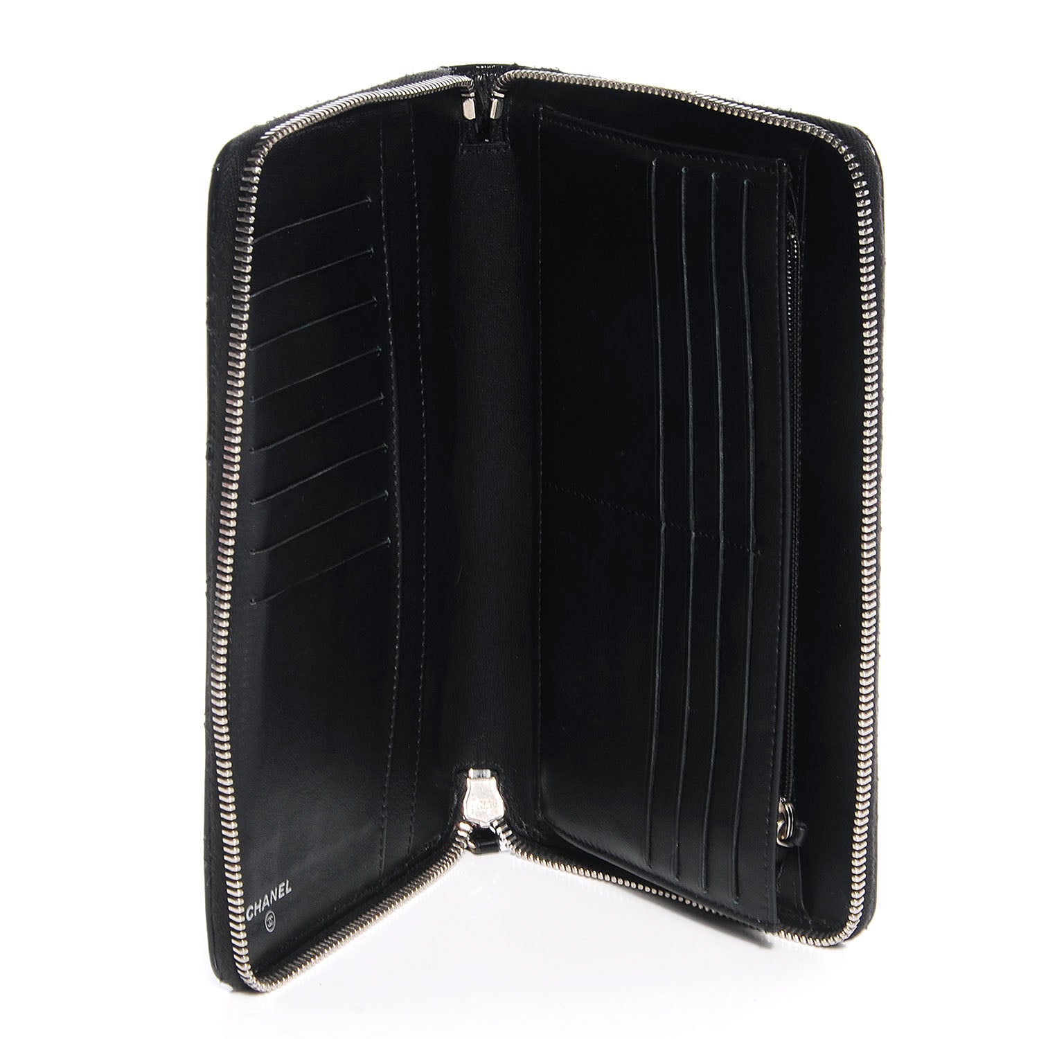 Chanel Patent Quilted Large Zip Around Organizer Wallet Black 6 of 9