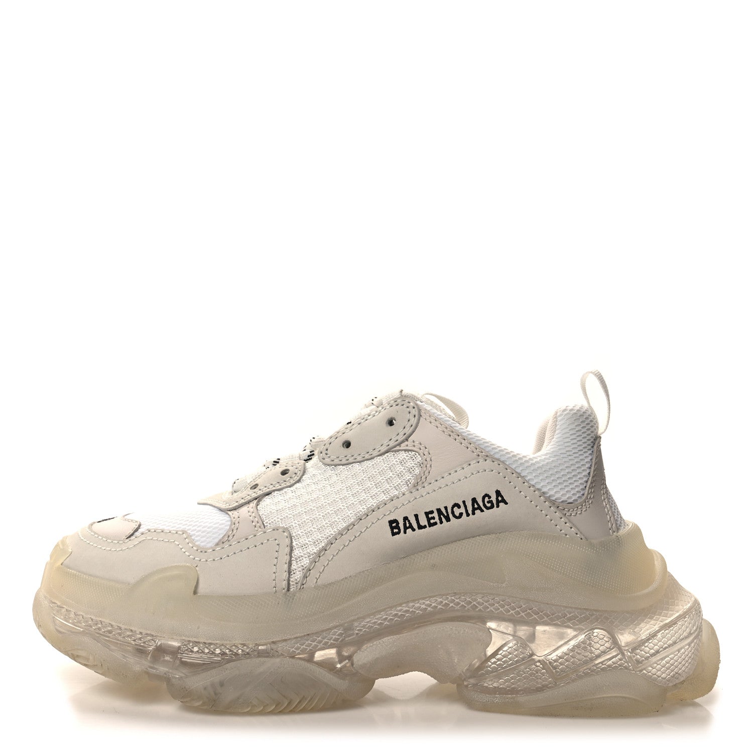 Balenciaga Fabric Mesh Clear Sole Womens Triple S Sneakers 38 White 1 of 7