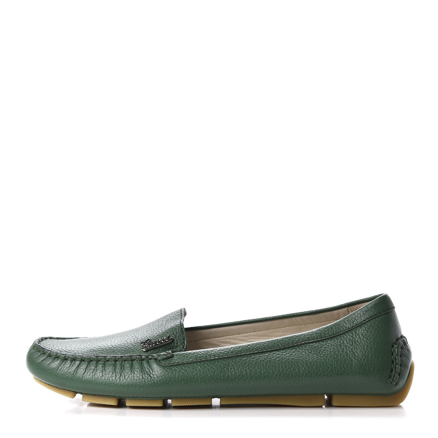 Gucci Calfskin Womens Driver Loafers 36.5 Green 1 of 8