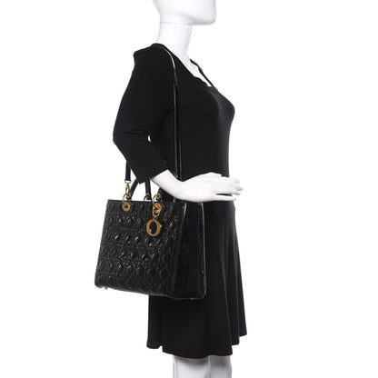 Christian Dior Patent Cannage Large Lady Dior Black 2 of 15