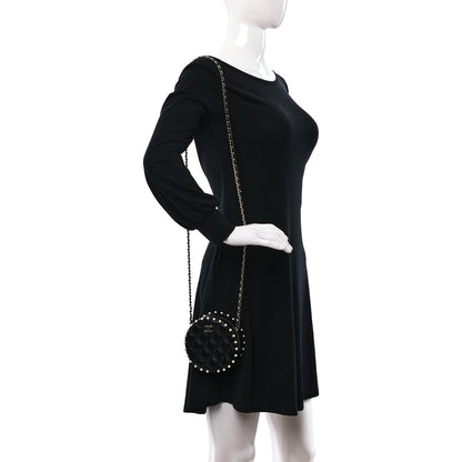 Chanel Calfskin Quilted Pearl Round Clutch With Chain Black 2 of 10