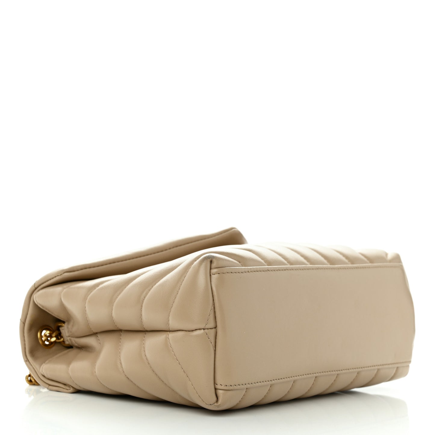 Calfskin Y Quilted Monogram Small Loulou Chain Satchel Dark Beige
