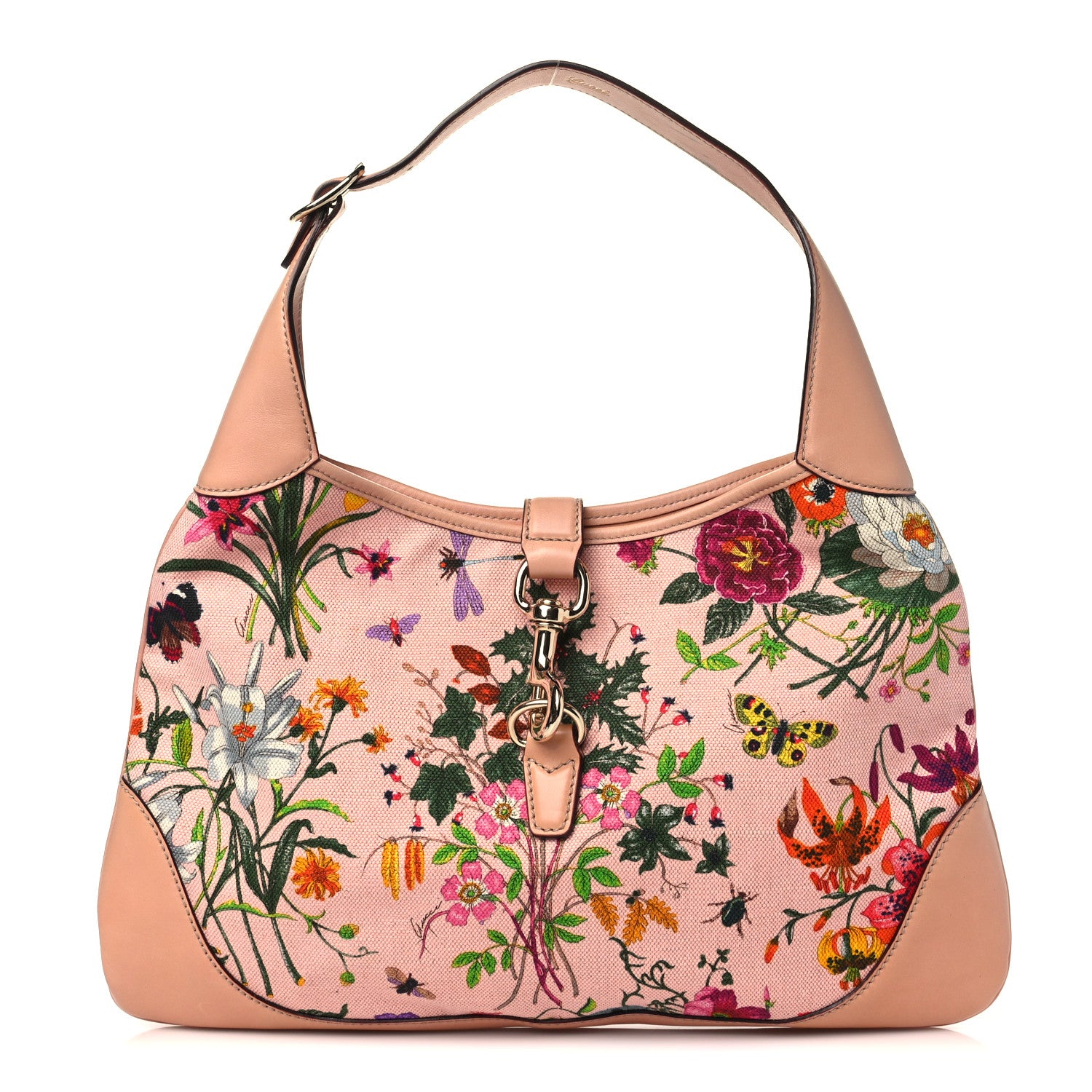 Gucci Canvas Floral Flora Medium Jackie O Bouvier Hobo Pink 1 of 10