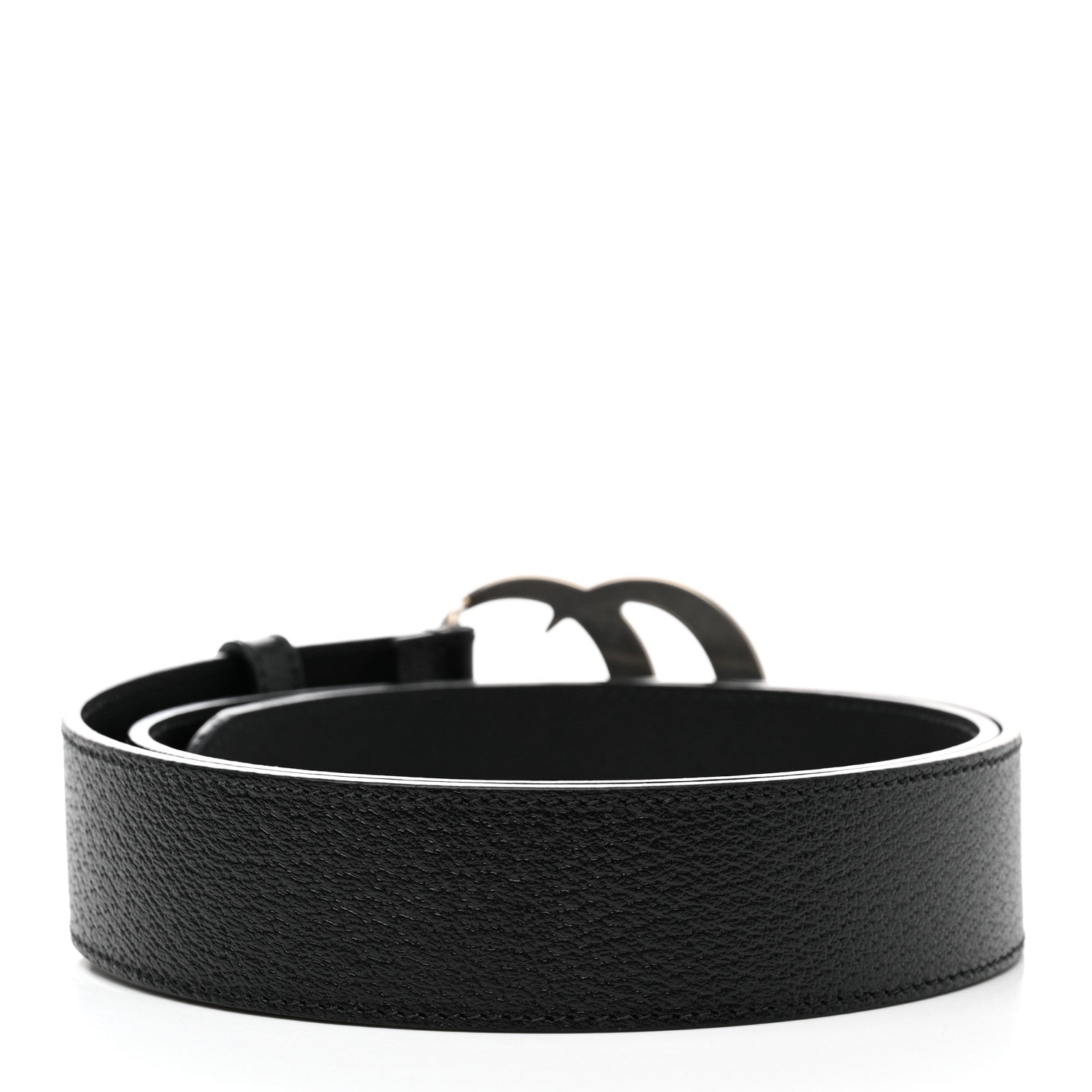 Gucci Textured Dollar Calfskin Nickel Double G 40mm Belt 95 38 Black 2 of 6