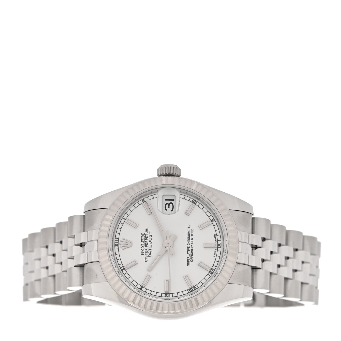 Stainless Steel 18K White Gold Diamond 31mm Oyster Perpetual Datejust Watch Silver 178274