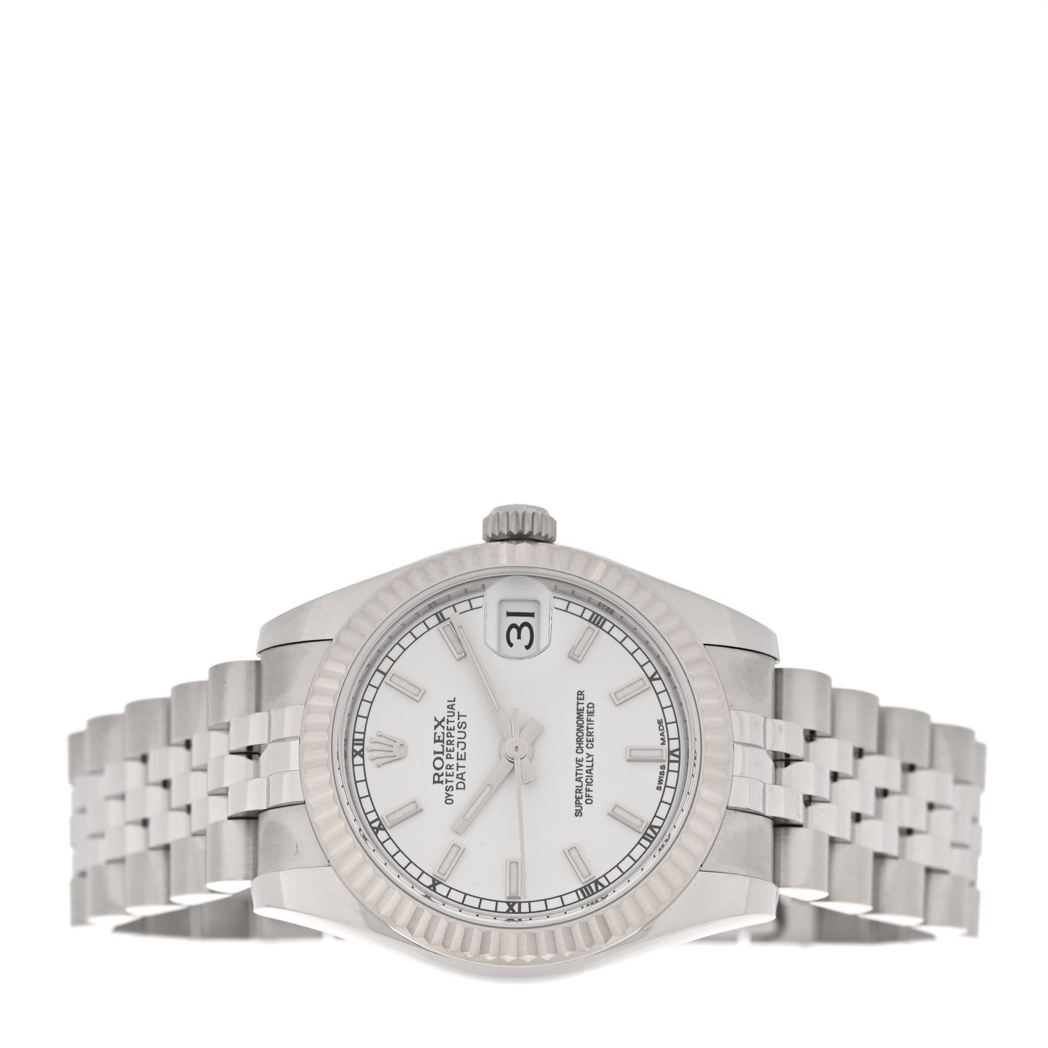 Rolex Stainless Steel 18K White Gold Diamond 31mm Oyster Perpetual Datejust Watch Silver 178274 2 of 5