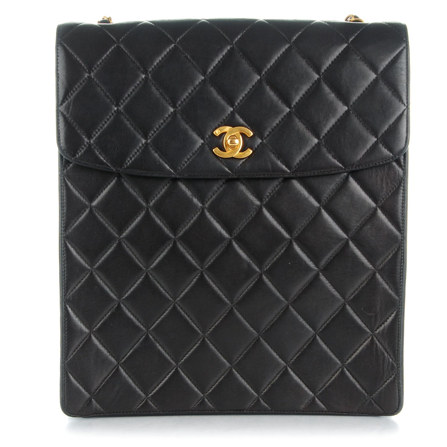 Quilted Lambskin Flap Shoulder Bag Black