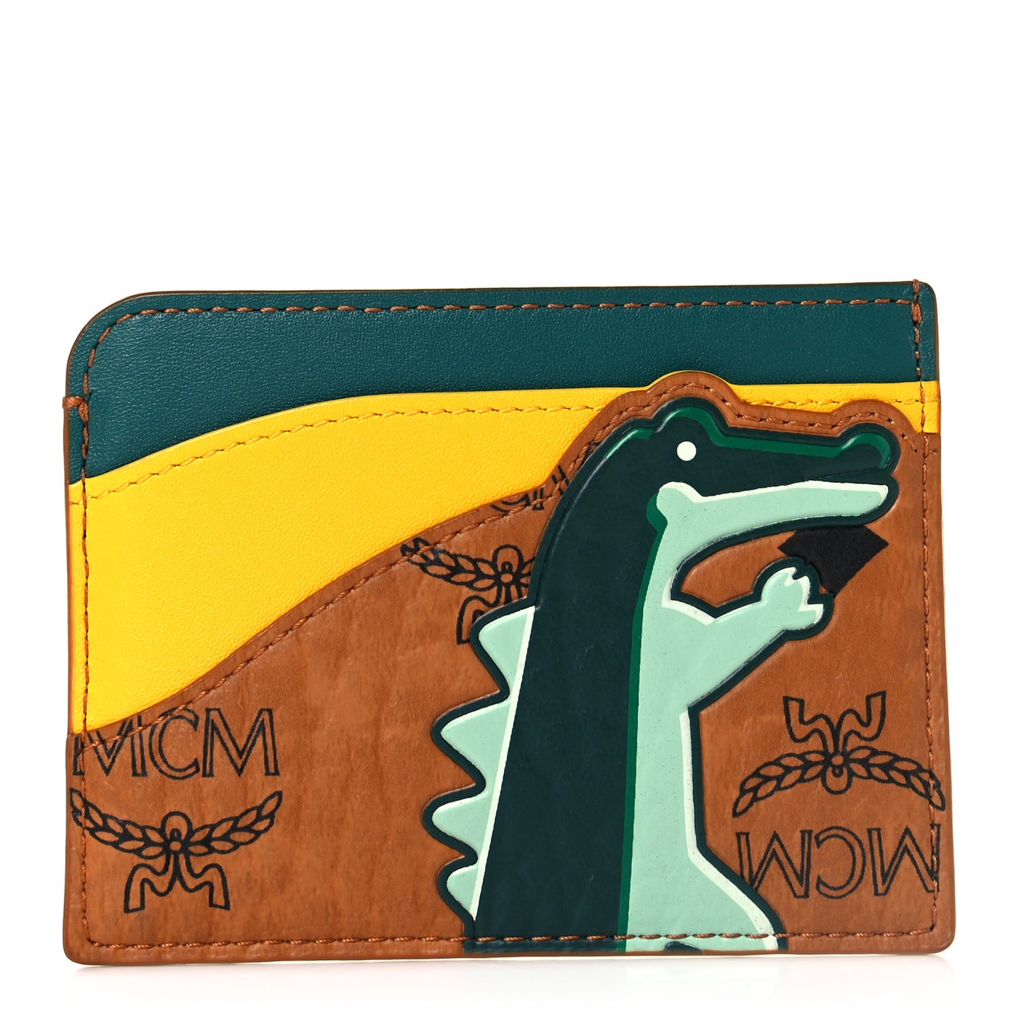 Visetos Calfskin Zoo Crocodile Card Case Cognac