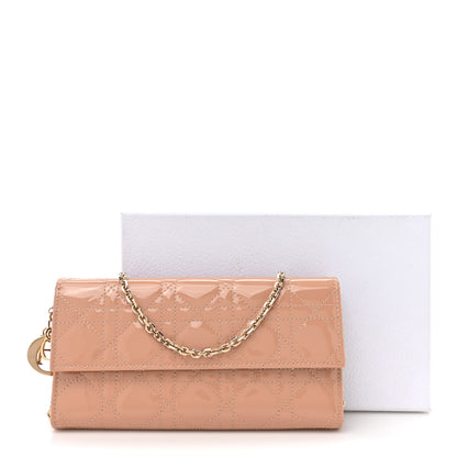 Christian Dior Patent Cannage Lady Dior Rendezvous Wallet On Chain Pink 13 of 13