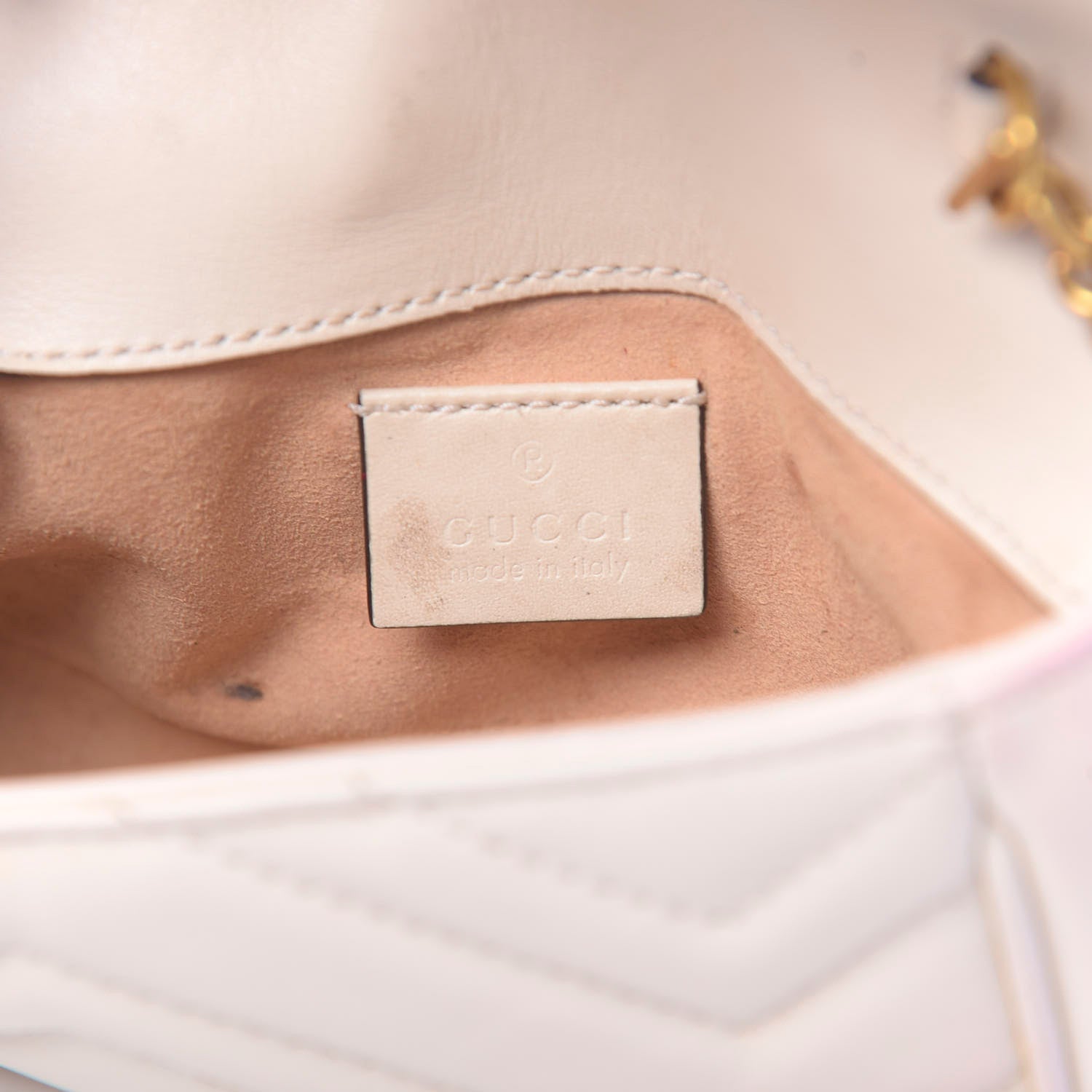 Gucci Calfskin Matelasse Super Mini GG Marmont Shoulder Bag White 6 of 19