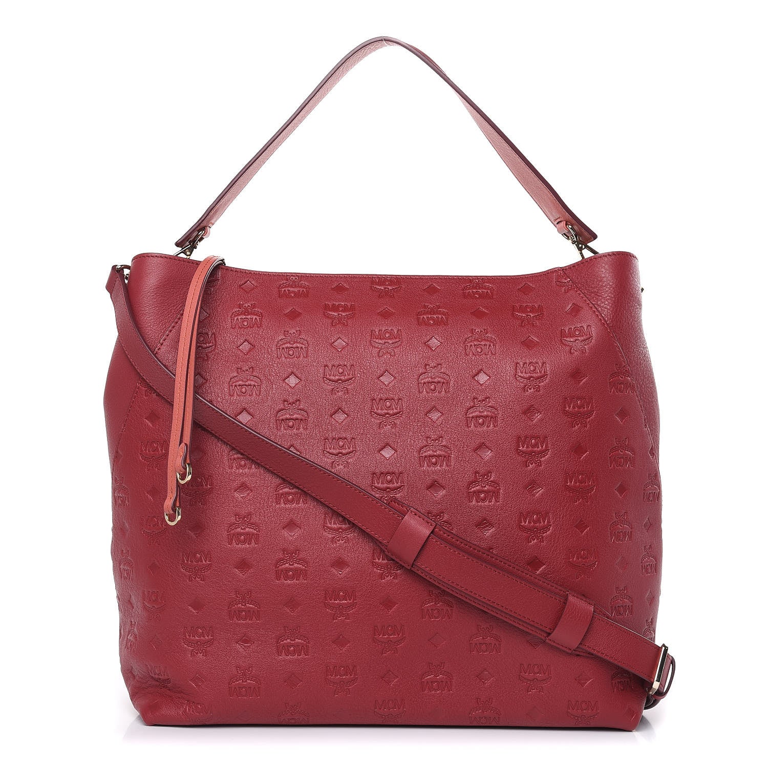 MCM Calfskin Ottomar Monogram Large Klara Hobo Ruby Red 1 of 10