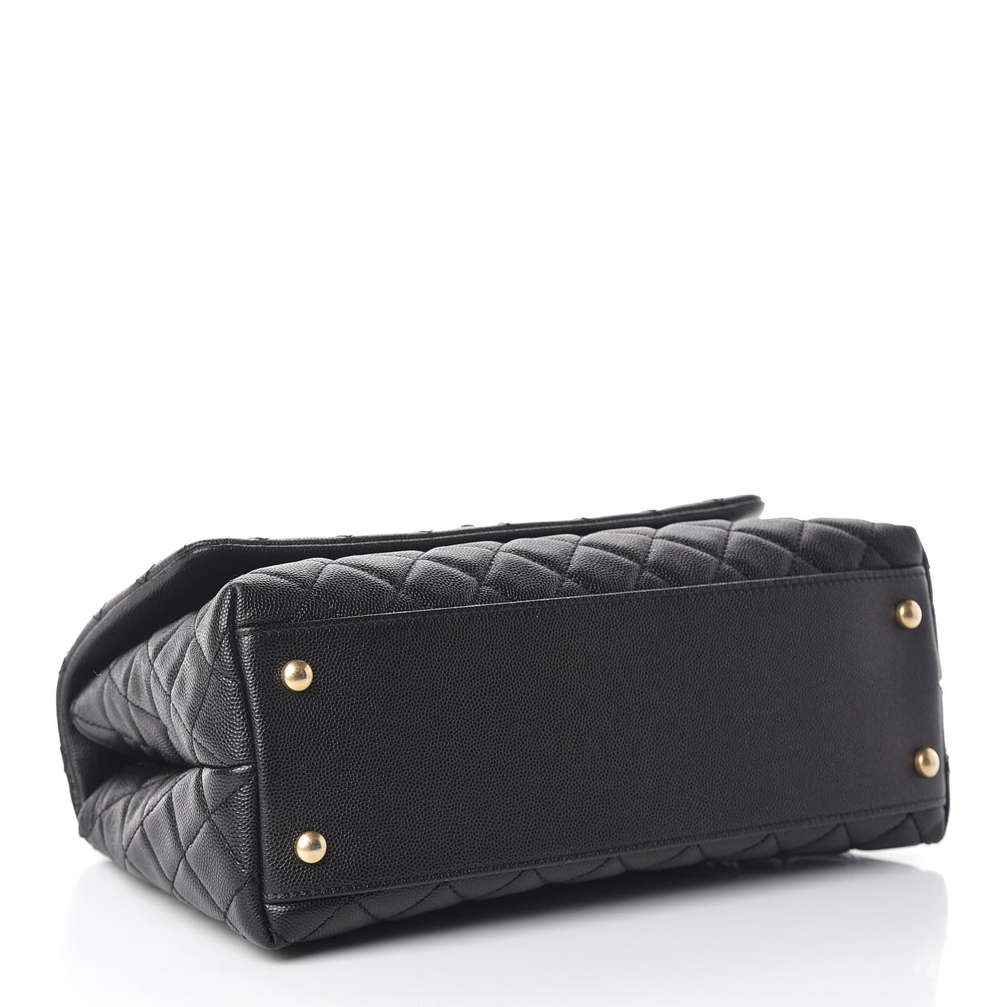 Caviar Lizard Embossed Quilted Small Coco Handle Flap Black