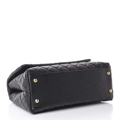 Chanel Caviar Lizard Embossed Quilted Small Coco Handle Flap Black 4 of 10