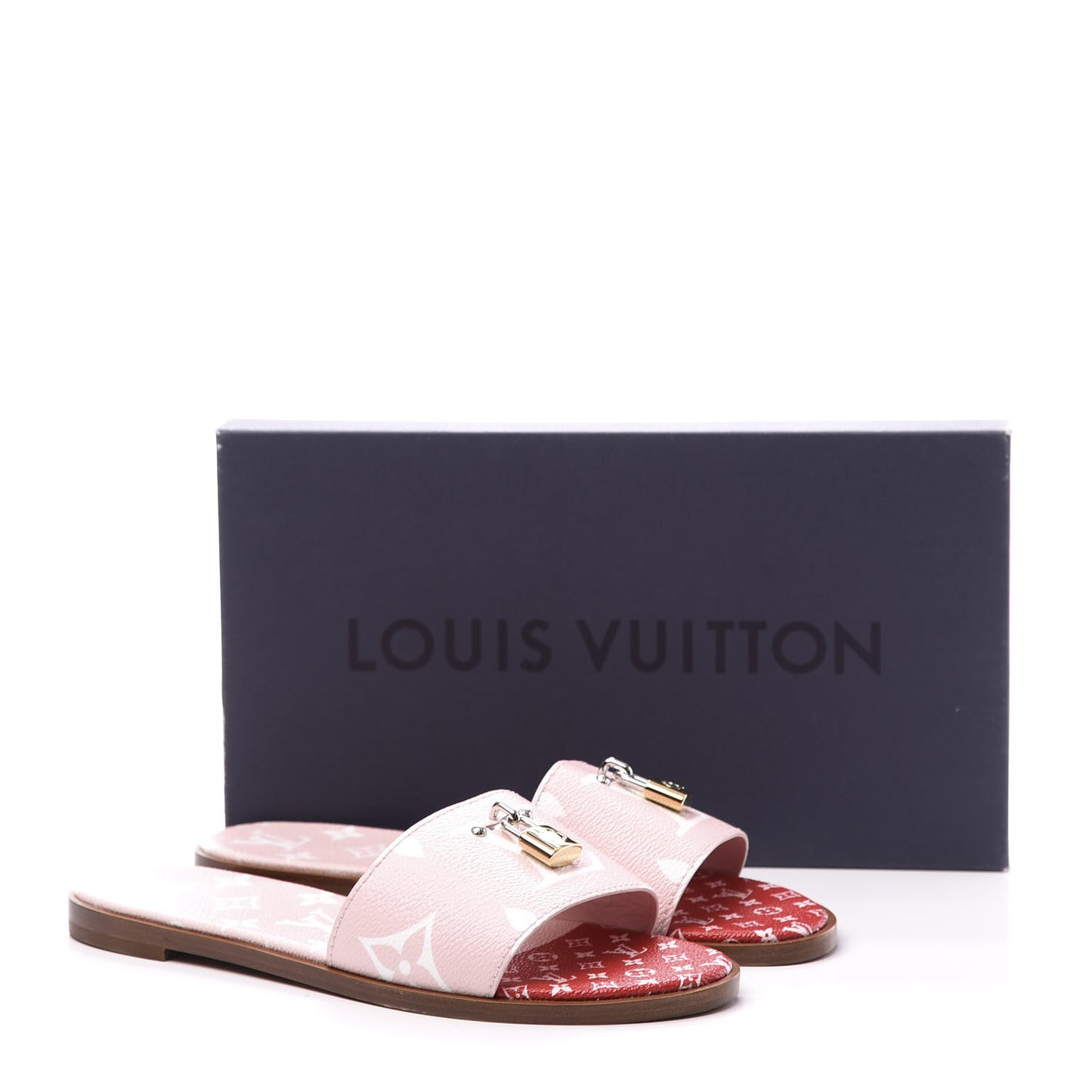 Monogram Giant Lock It Flat Mule 38.5 Rouge Rose
