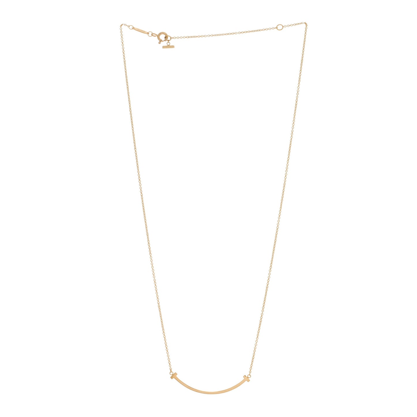 18K Yellow Gold Small T Smile Pendant Necklace