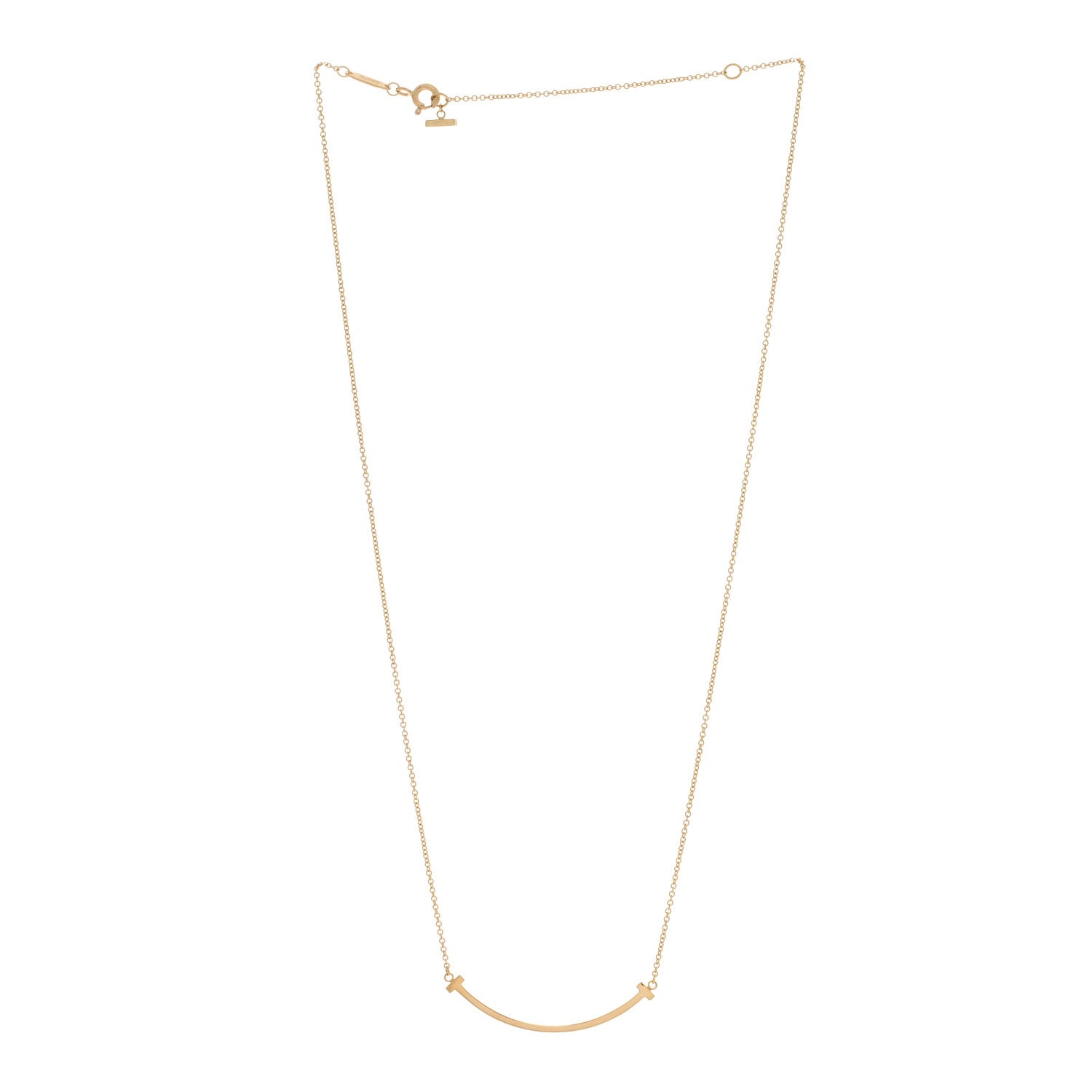 Tiffany 18K Yellow Gold Small T Smile Pendant Necklace 3 of 5