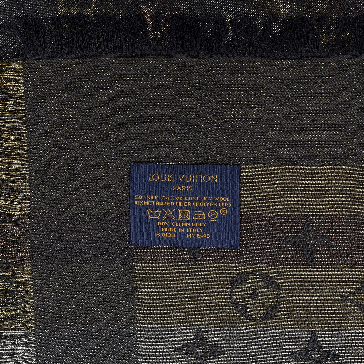 Louis Vuitton Silk Lurex Wool So Shine Monogram Shawl Black 3 of 4