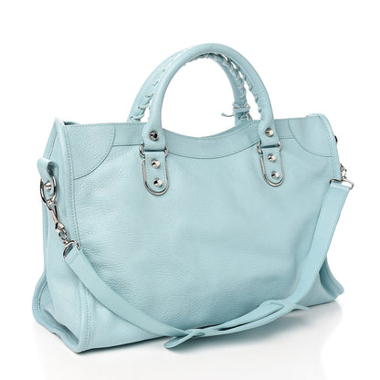 Balenciaga Chevre Silver Metallic Edge Hardware City Bleu Maldives 2 of 10