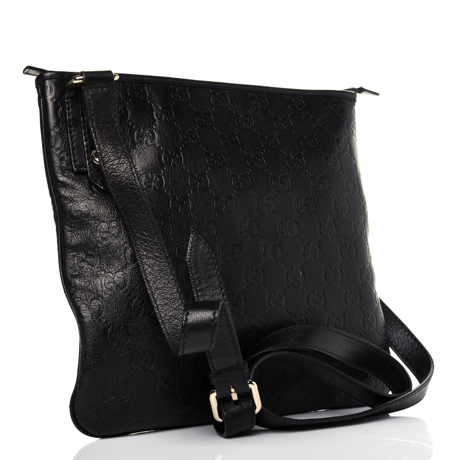 Gucci Guccissima Flat Messenger Bag Dark Brown 3 of 13