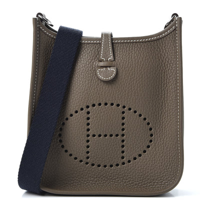Hermes Taurillon Clemence Amazone Evelyne TPM Etoupe Bleu Indigo 1 of 9