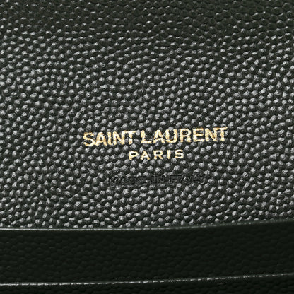 Saint Laurent Grain De Poudre Textured Mixed Matelasse Triquilt Small Monogram Envelope Wallet Dark Green 6 of 10
